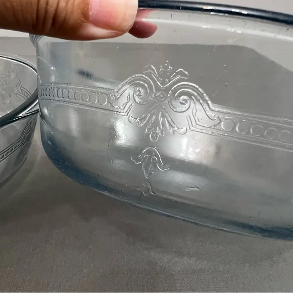 Set Of 2 Fire King Sapphire Blue Philbe Serving/Mixing Bowl 8” & 9” - Picture 5 of 10